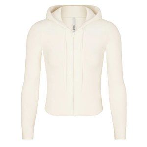 SKIMS New Light Cozy Cropped Zip Up Hoodie in Marble (M)
